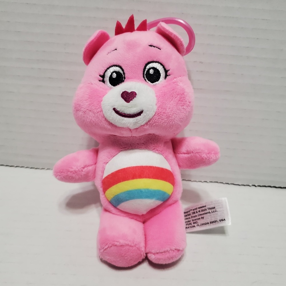 Care Bears Unlock the Magic Cheer Bear‎ Plush Pink Rainbow Clip-On Keychain